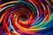 A 3D animation of a hypnotic spiral of colors and shapes in perpetual