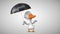 3D Animation if a fun duck with an umbrella