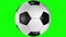 3D animation of a leather soccer ball rolling in place.