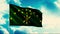 3D animation of moving flag on flagpole. Motion. Bright flag on blue sky background. Patriotic Flag of Adygea