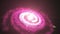 3D animation of pink galaxy and nebula with shining star light and stardust rotating and spinning in unlimited space universe in 4