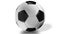 3D animation, realistic soccer ball spinning in center of screen.