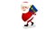 3D Animation of Santa with a Blue Gift with Alpha Channel