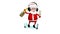 3D Animation of Santa with champagne on scooter in the headphones