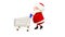 3D animation santa with the trolley with alpha channel