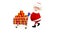 3D Animation Santa with the trolley with gifts and with alpha channel