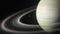 3d Animation of Saturn and a spacecraft orbiting the planet