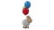 3d animation sheep flies on the balloons