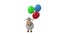 3d animation sheep flies on the balloons