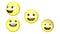 3D animation of a smiling broadly and revolving yellow emoji.