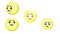 3D animation of an unhappy spinning and jumping yellow emoji.