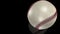 3D animation, white baseball ball in motion on mirror surface.