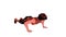 3D animation of a woman in orange and black fitness gear doing push ups