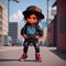 3d anime kids character, city background, AI Generated