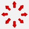 3d arrow sign vector. Right, down, up and down symbol. Red pointer collection