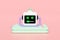 3d Artificial Intelligence, Machine Learning with robot reading book isolated on pink background. education, knowledge creates