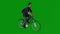 3D of asian american boy riding bicycle on green screen going for fun and forest with friends front view in chroma 4k