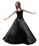 3D Asian gothic girl in black dress