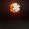 3d asterisk symbol. Glowing glossy metallic font with orange lights isolated on black background