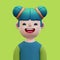 3D Avatar Green and Blue Shirt Woman Character