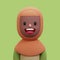 3D Avatar Green Shirt Woman with Orange Hijab Character