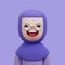 3D Avatar Purple Shirt Woman with Purple Hijab Character