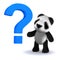 3d Baby panda bear with a question mark