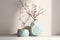 3d background product treatment beauty skincare cosmetic organic luxury wall white shadow leaf sunlight vase turquoise blossom
