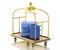 3d Baggage cart with blue suitcases.