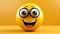 3D ball emoji character in thinking emotion action on orange