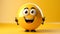 3D ball emoji character in thinking emotion action on orange