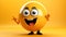 3D ball emoji character in thinking emotion action on orange