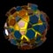 3d ball of shards of glass in yellow and blue on black background. 3d rendering