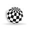 3d ball with squares of black and white on a plane. Volumetric object chessboard sphere