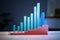 3D bar chart, uptrend arrow Symbolizes business growth and profit