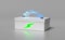 3d Battery charge indicator with thunder isolated on grey background. charging battery technology concept, 3d render illustration