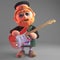 3d bearded Scottish man in kilt playing an electric guitar, 3d illustration