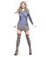 3D beautiful blonde short red knitted tunic dress long boots.