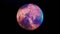 3D beautiful planet rotating surrounded by endless dark space. Animation. Colorful spinning unknown planet isolated on