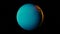 3D beautiful planet rotating surrounded by endless dark space. Animation. Colorful spinning unknown planet isolated on