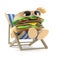 3d Beefburger relaxes in a deckchair