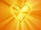 3d big gold heart with sun rays backgrounds