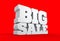 3d big sale word isolated over red background. 3d illustrating.