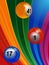 3D Bingo balls over multicoloured background