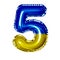 3d birthday balloon foil Ukraine blue yellow number five