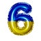 3d birthday balloon foil Ukraine blue yellow number six