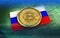 3d bitcoin Russia flag