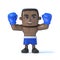 3d Black boxer holds his fists up in victory