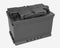 3D black car battery with black handles and black terminals on w