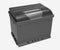 3D black car battery with gray handle and black terminal covers